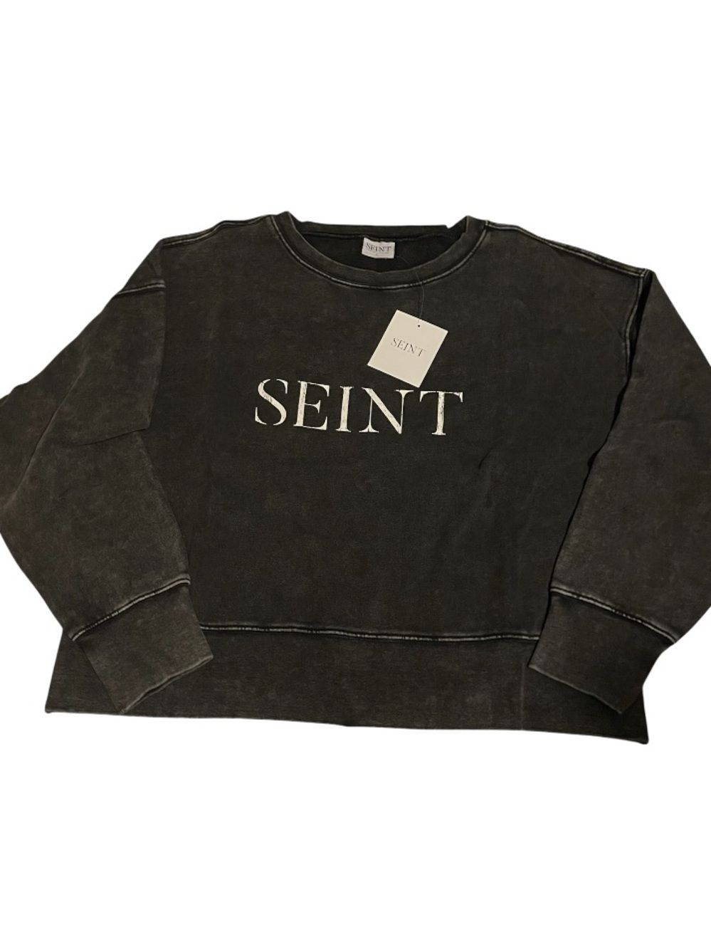 Seint Vintage Dark Gray Cropped Sweatshirt